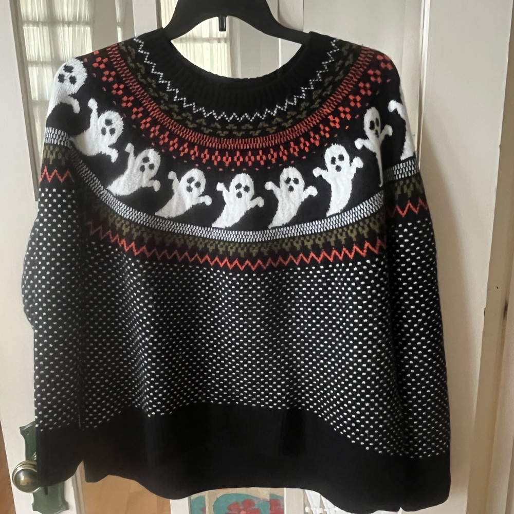 Vince Camuto Black Ghost Pattern Sweater - Size Large